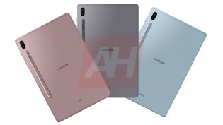 Samsung Galaxy Tab S6 in Pink, Grey, and Blue colors