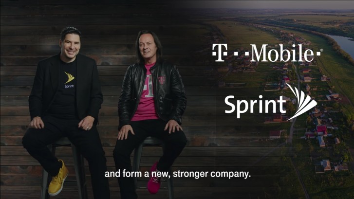 Sprint CEO, Marcelo Claure and T-Mobile CEO, John Legere during the carriers' announcmenet to merge in April 2018. 