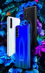 Honor 20S in White, Black, and Blue