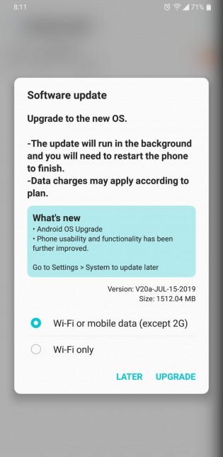 LG V40 ThinQ Android Pie update