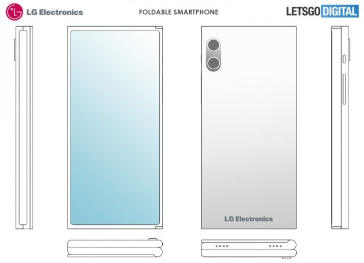 LG patent shows a three-piece, two-display foldable screen phone design with no ports