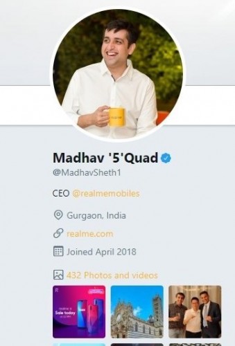 Madhav Sheth changes his Twitter name to Madhav '5' Quad