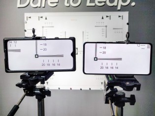 MTF Chart with Realme's 64MP camera smartphone on left and Redmi K20 Pro on right