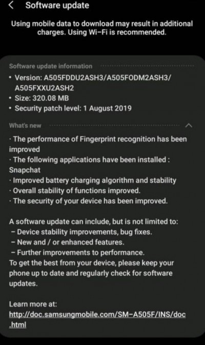 samsung a50 2.5 update