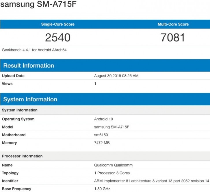 a71 samsung specs gsmarena