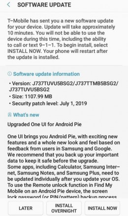 T-Mobile's Samsung Galaxy J7 Star is now tasting Android 9 Pie with One UI