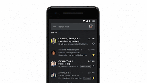 Dark Mode is hitting Gmail on Android 10 and iOS 11+ devices