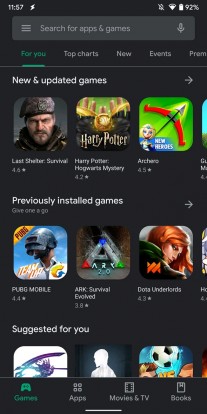 Google Play Store's new dark mode