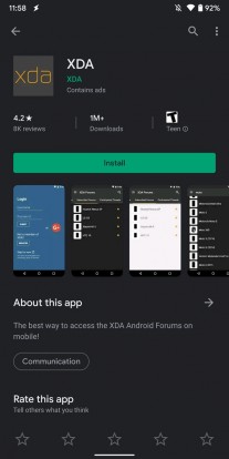 Google Play Store's new dark mode