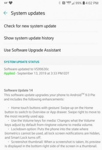 Verizon's LG V30 starts receiving Android Pie update