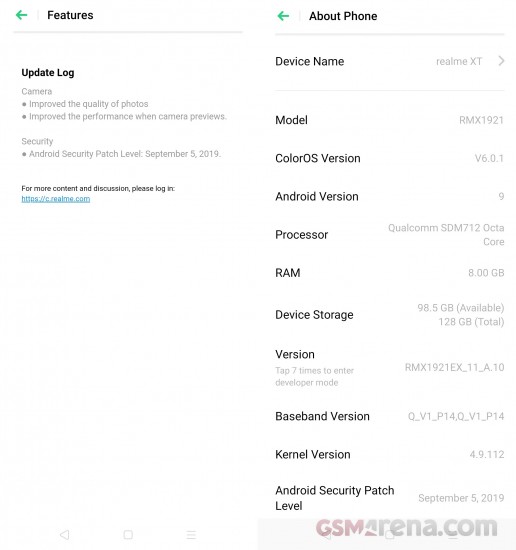 realme xt software update