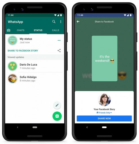 You can now share your WhatsApp Status to Facebook Story