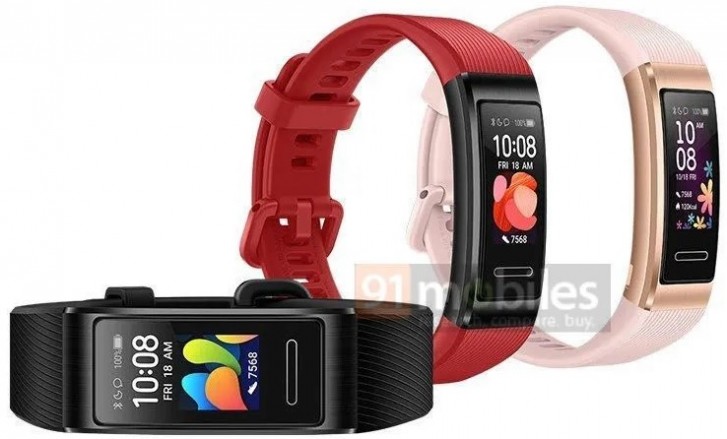 Huawei Band 4 Pro design and colors revealed through leaked render