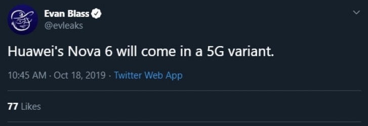 Huawei nova 6 will have a 5G model