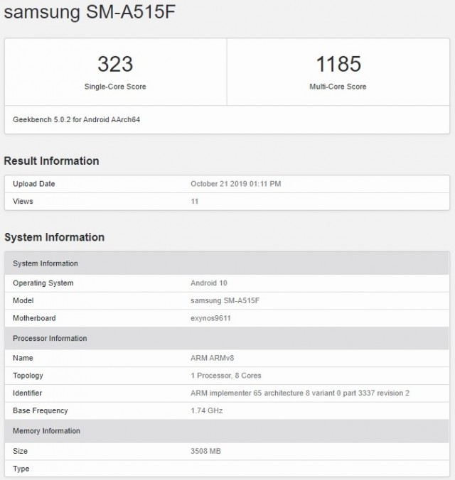 到訪 Geekbench：Samsung Galaxy A51 處理器訊息與跑分曝光！ 1