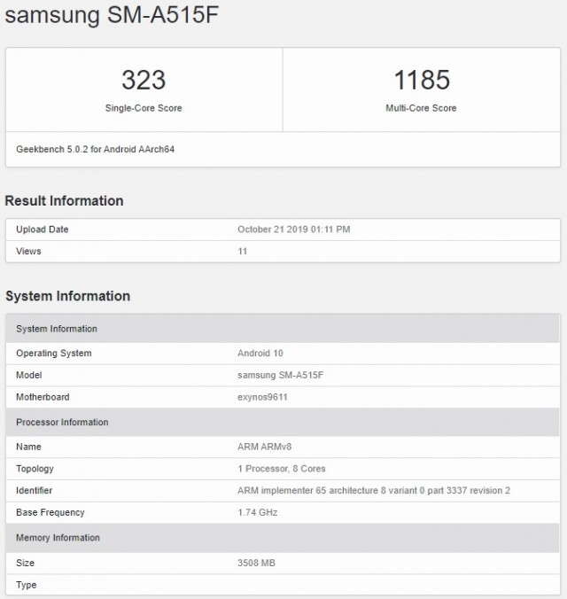 samsung a 51 specification