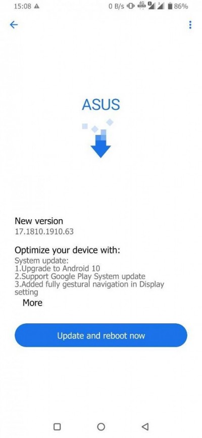 Zenfone 6 Android 10 update changelog