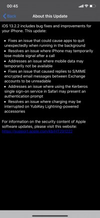 iOS 13.2.2 change log