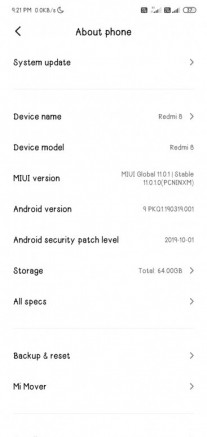 MIUI 11 Global Stable update for the Redmi 8