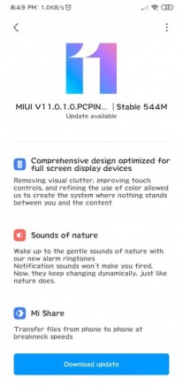 MIUI 11 Global Stable update for the Redmi 8A