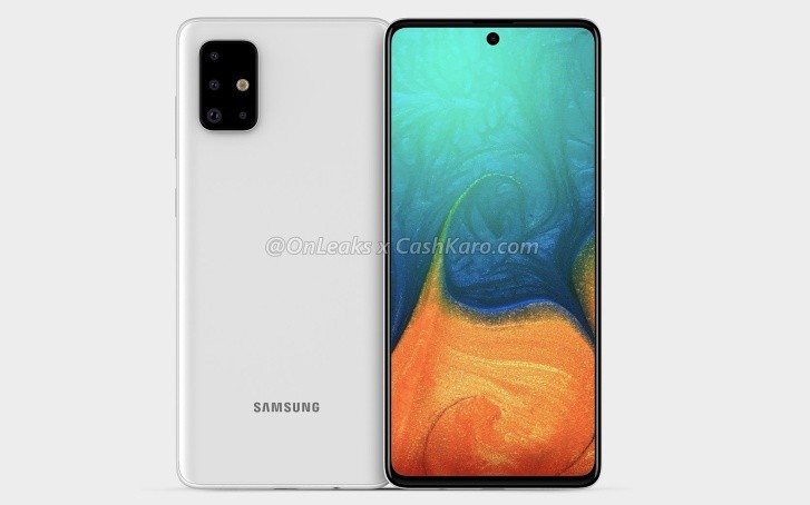 يظهر Galaxy A71 في المجموعة الأولى من التجسيدات ، مع كاميرا رباعية الشكل على شكل L وشاشة Infinity-O AMOLED