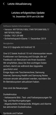 Android 10 update for Samsung Galaxy Note10+ (for non-beta users)