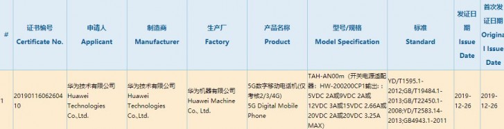 Huawei Mate Xs gets 3C certification, will have 65W charging