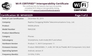 Realme 5i's Wi-Fi certification