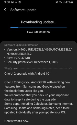 Galaxy Note9 update