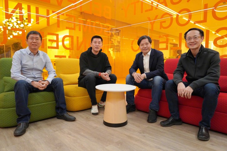 Chang Cheng, second left, sitting alongside De Liu, Lei Jun, Lin Bin, co-founders of Xiaomi