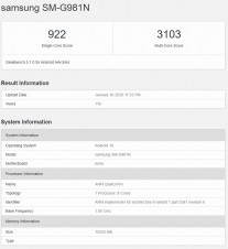 geekbench s20