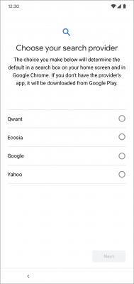 You will be asked to pick a default search engine when setting up an Android phone