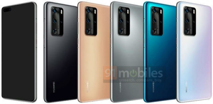 Huawei P40 Pro renders showing off the five launch colors