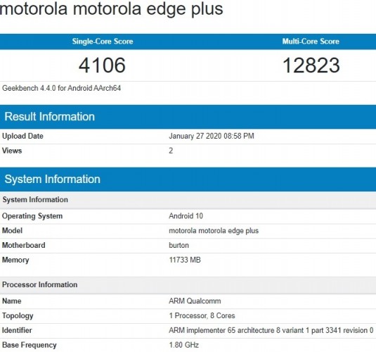 motorola edge geekbench