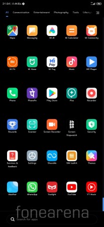 Screenshots from the new app drawer and home screen layout options