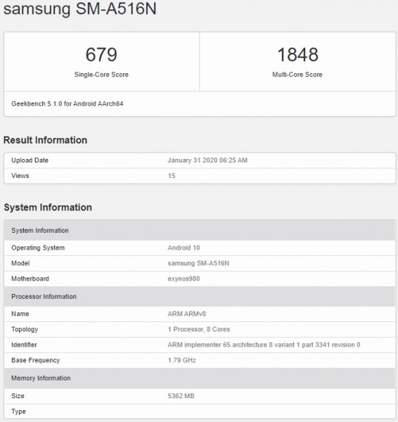 samsung galaxy a51 processor