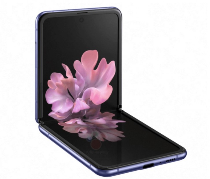 Official renders of the Samsung Galaxy Z Flip leak in black and purple, full specs surface