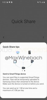 Screenshots of Samsung's Quick Share feature