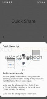 Screenshots of Samsung's Quick Share feature