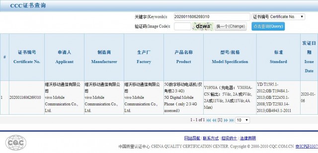 vivo iQOO 3 5G certification