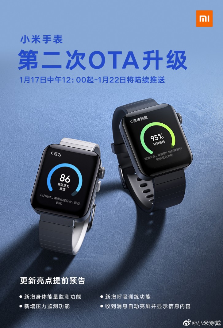 A new Xiaomi Mi Watch OTA will bring more health features and