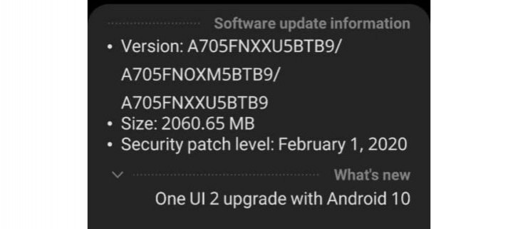 Samsung Galaxy A70 receives Android 10 update with One UI 2.0