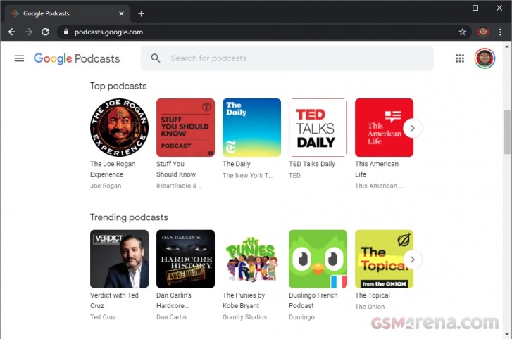 Google Podcasts is now available on the web
