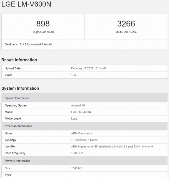 LG V60 ThinQ 5G pops up on Geekbench revealing key specs