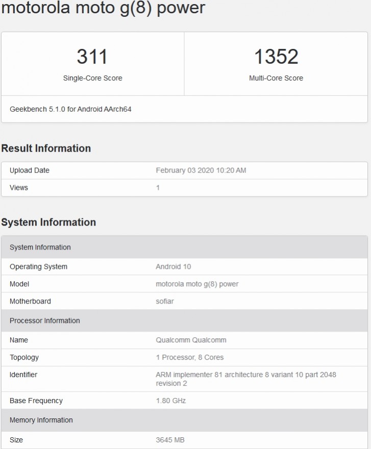 Motorola Moto G8 Power pops up on GeekBench

<p>The phone does seem to report itself as the conveniently apparent 