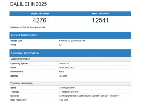 OnePlus 8 (IN2025) running Geekbench 4