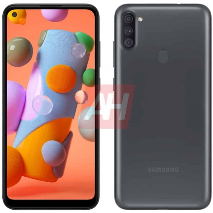 Samsung Galaxy A11 appears in a render with punch hole display and triple camera