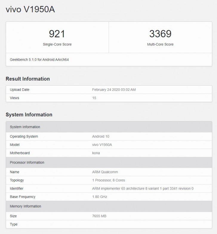 vivo NEX 3 5G flaunts Snapdragon 865 at Geekbench