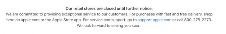 Apple stores closed until further notice