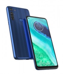 Moto G8 in Capri Blue and White Prism